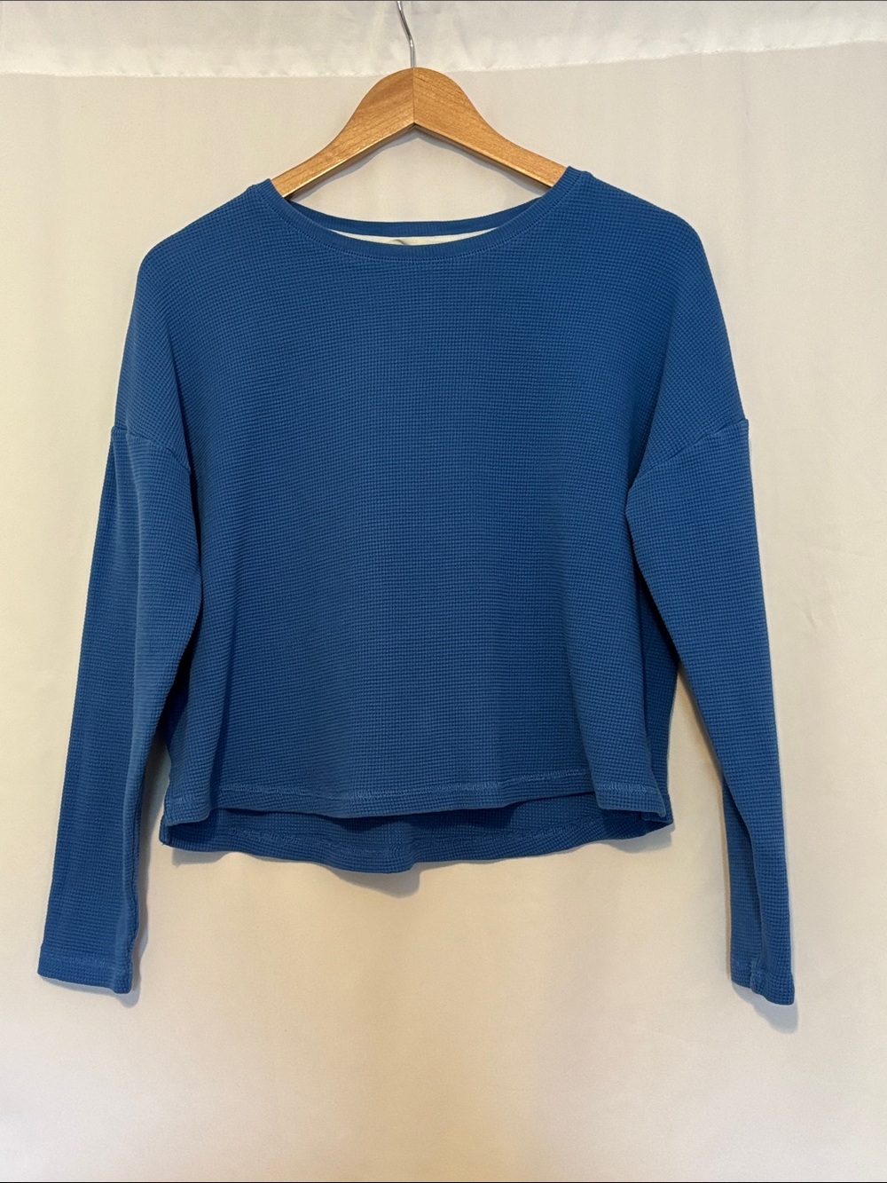 Boden Teal-Blue Waffle‎ Knit Long-Sleeve Top
